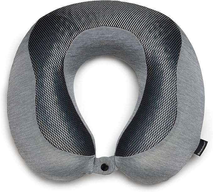 Brookstone Cool Touch Memory Foam Head and Neck Travel Pillow for Vacations, Airplanes, Trains, Buses, and Cars, Size One Size, Dark Grey