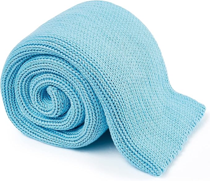 Knitted Weighted Blanket(Blue 50"x60" 10lbs),Home Décor Cooling Throw Blanket for Hot Sleepers,Hand Made Chunky Knit Heavy Blanket or Adults Use on Twin Size Bed