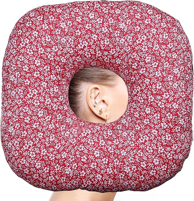 Ear Piercing Pillow with a Ear Hole for CNH and Ear Piercing Ear Pain Ear Inflammation Pressure Sores, O-Shaped Side Sleeping Pillow Ear Guard Pillow