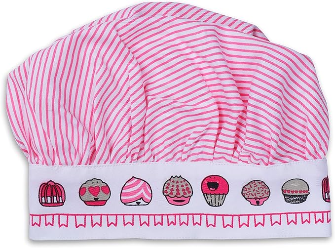 AMOUR INFINI Cupcakes Baking 5-Piece Kitchen Set | Cotton Women's Aprons and Oven Mitts,Kid's Aprons, Oven Mitts, and Chef Hats