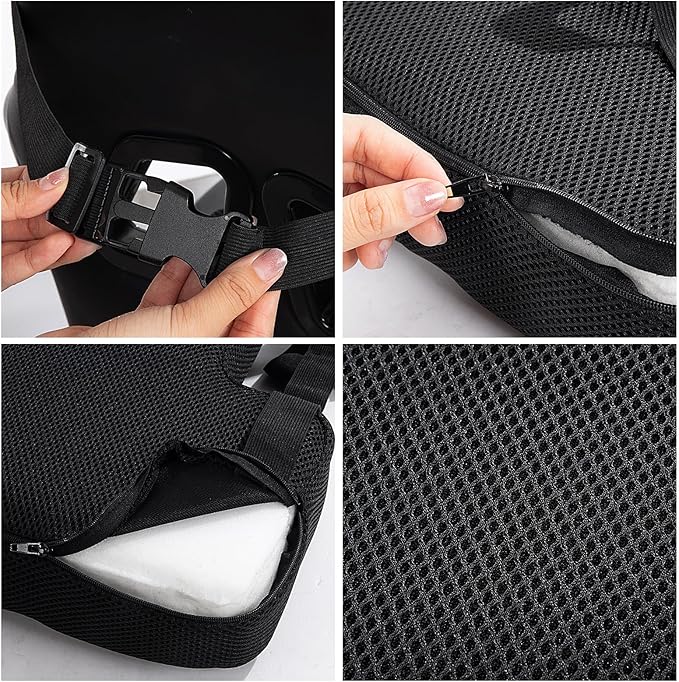 HOMBYS Lumbar Support Pillow for Office Chair-Seat Cushion for Back Support, Improved Sitting Posture and Upper/Lower Back Pain Relief for Desk Chairs, Car Seats and Airplanes(Black, 16"x12"x3")