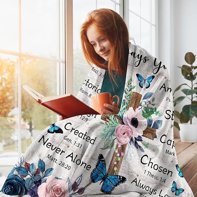 Christian Birthday Gifts for Women, Christian Gifts for Women, Religious Gifts for Women, Spiritual Gifts for Women, Womens Gifts for Birthday, Christian Blanket 50x60 in
