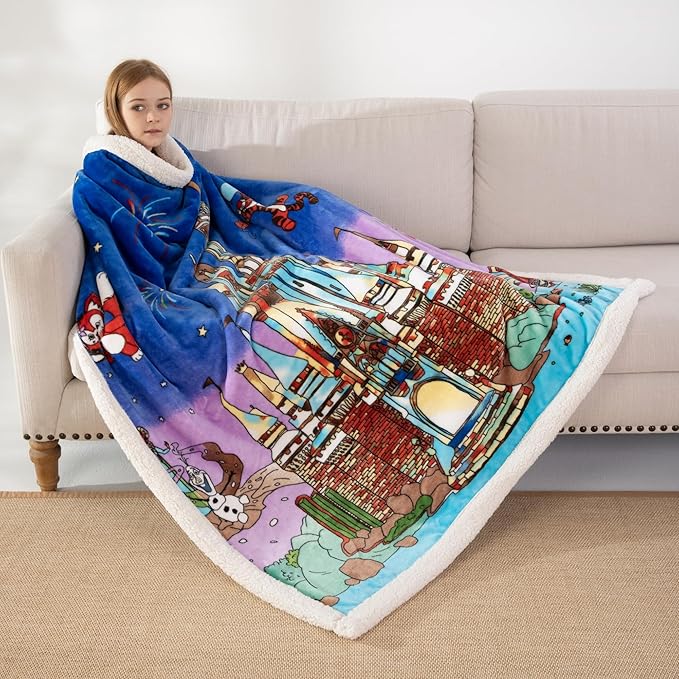 COSUSKET Castle Throw Blanket, Kids Super Soft Fuzzy Plush Sherpa Furry Fleece Throw Blanket 50 x 60 Inches Boys Girls Gifts