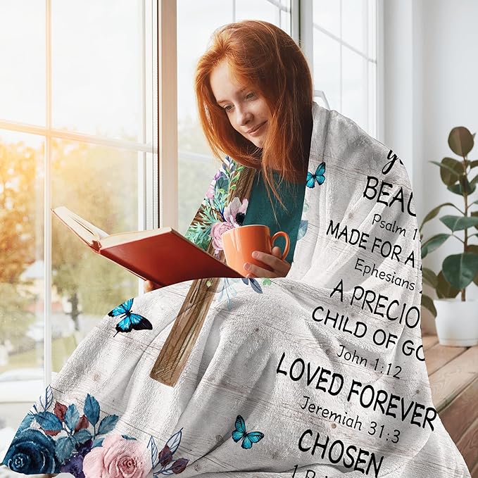 Christian Gifts for Women, Christian Gifts Blanket, Religious Gifts for Women, Birthday Gifts for Christians, Scripture Blanket, Inspirational Gifts Blanket for Women 60x80 in