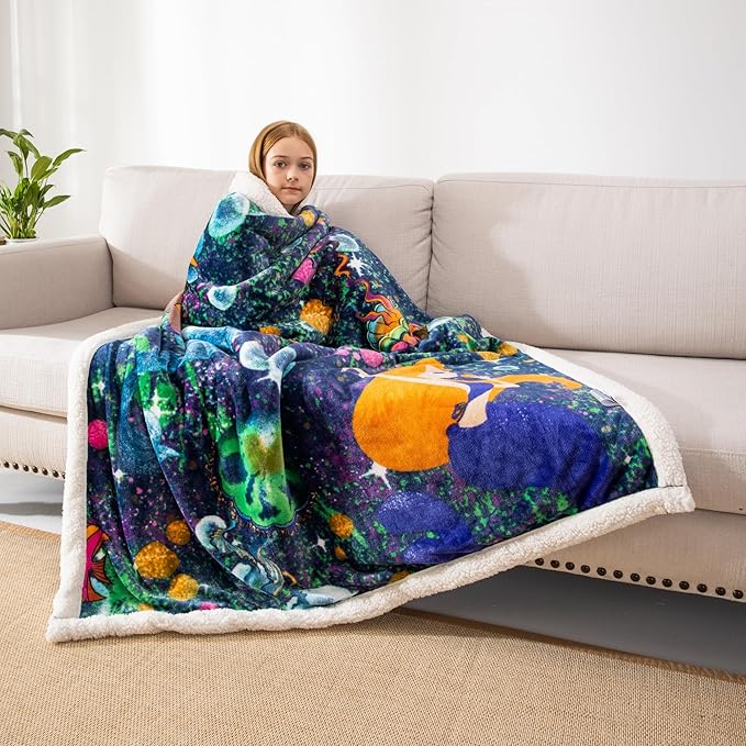 COSUSKET Throw Blanket for Kids Sherpa 50×60 inches, Mermaid Blankets, Super Soft Fuzzy Plush Flannel Blanket Girls Gifts