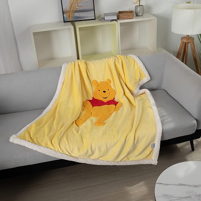 COSUSKET Kids Bear Throw Blanket, 3D Animal Embroidery Sherpa Blanket Girls Boys Gifts