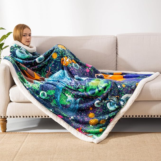 COSUSKET Throw Blanket for Kids Sherpa 50×60 inches, Mermaid Blankets, Super Soft Fuzzy Plush Flannel Blanket Girls Gifts