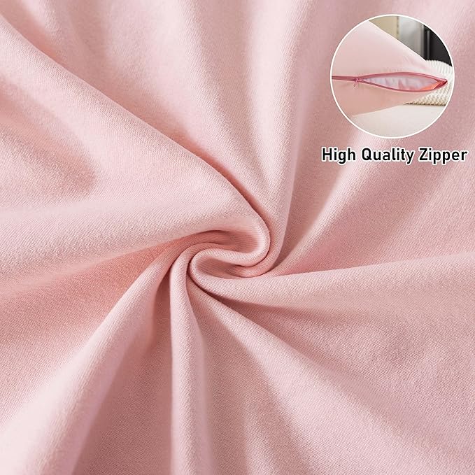 WhatsBedding Memory Foam Body Pillow with 100% Cotton Jersey Knitted Cover, Luxury Soft Large Long Pillow for Adults, Firm Full Body Pillow with Removable Zippered Pillow Case - Pink