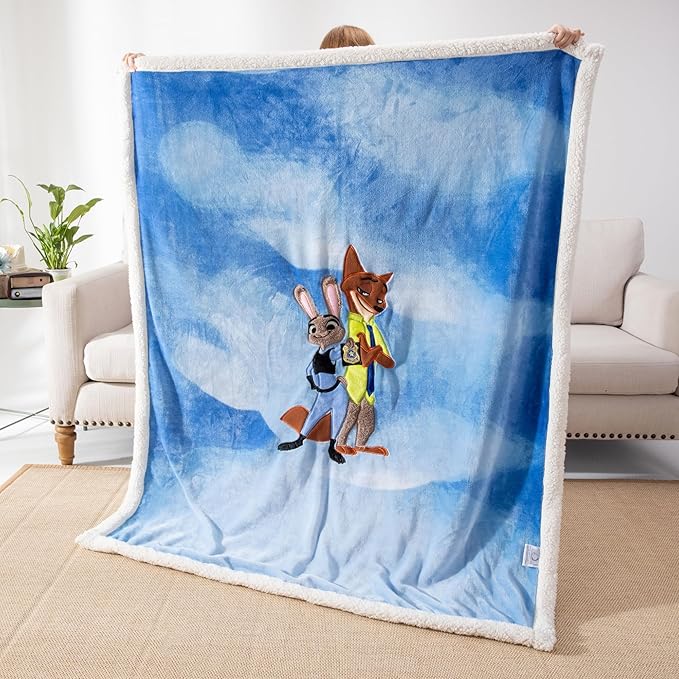 COSUSKET Kids Throw Blanket, 3D Fox Embroidery Sherpa Bunny Blanket Girls Boys Gifts
