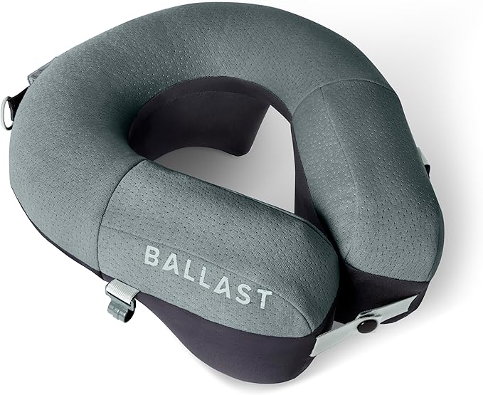 Ballast Travel Pillow PRO - Neck Pillow for Airplane, Beach Pillow, Enjoy Comfort Wherever You Go (Moonlight Grey)