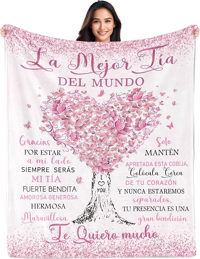 Regalos para Tía, Aunt Gifts in Spanish, Auntie Gift Ideas Blanket 60"x50", Best Aunt Ever Gifts, Gifts for Aunt/Tia, Aunt Birthday Gifts, Gifts for Aunts from Niece/Nephew, Best Auntie Gifts