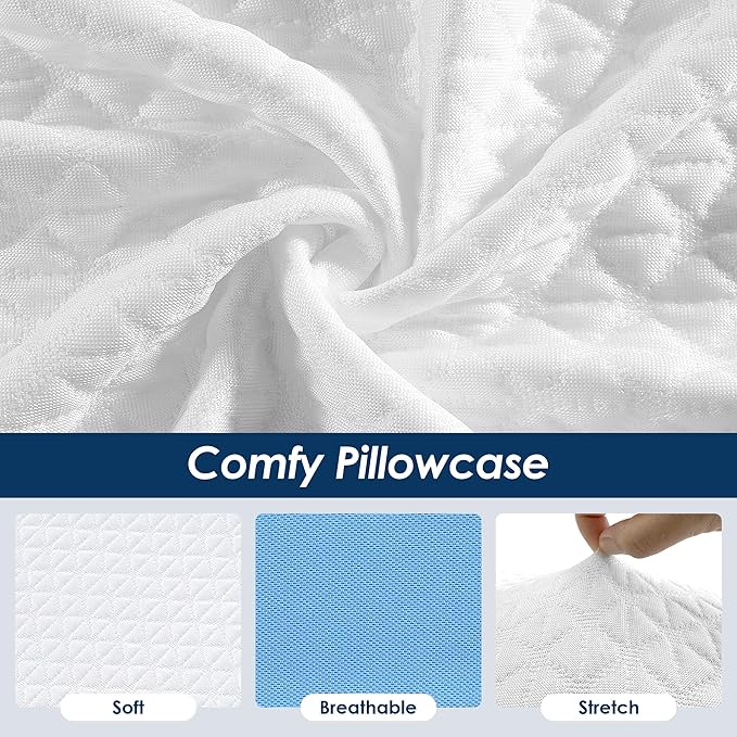 12"x12"x5" Cooling Cube Pillow for Side Sleepers, Square Memory Foam Side Sleeper Pillow Firm Soft Double-Sided Supportive Head Neck Shoulder for Pain Relief Cervical Pillow, White-Blue