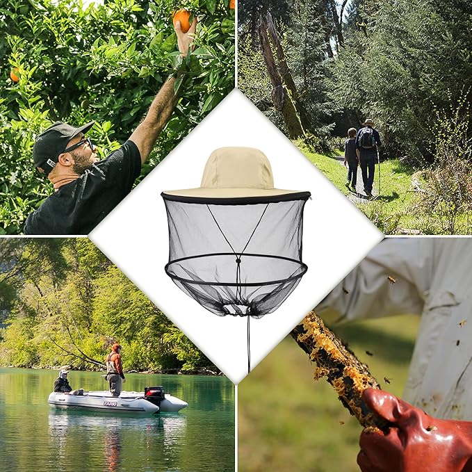 Head Net with Removable Mesh Hidden Netting, Design for Outdoor Fishing Gardening