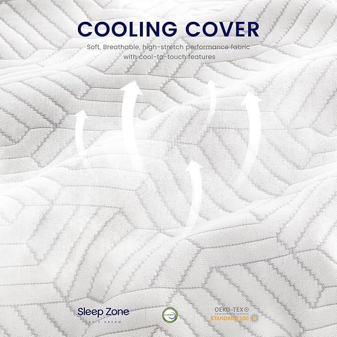 SLEEP ZONE Queen Size Shredded Memory Foam Bed Pillow for Sleeping, Removable Cooling Cover, Adjustable with 0.5Lb Extra Original Filling, (White, 20 x 30)