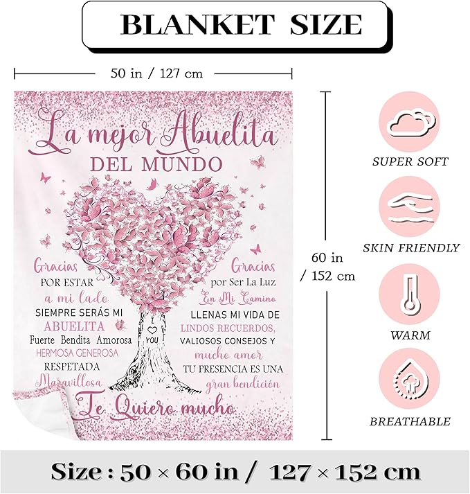 Abuela Gifts, Regalos para Abuela, Grandma Gifts in Spanish, Gigi Gifts for Grandma, Grandma Gift Ideas, Grandma Birthday Gifts, Grandmother Gift, Abuelita Gift, Gift for Abuela Blanket 60"x50"