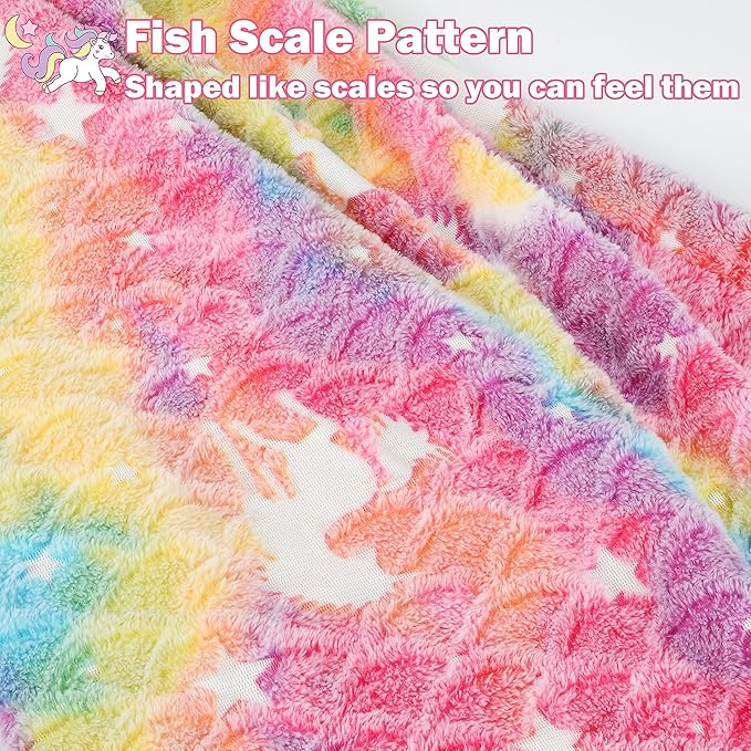 Catalonia Mermaid Tail Blanket for Toddlers Girls, Glow in The Dark Mermaid Sleeping Bag, Unicorn Pattern, Mermaid Gifts for Girls 4-6