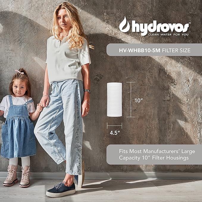 4.5 x 10 Inch Large Capacity Whole House Water Filter, NSF 42 Certified 5 Micron Sediment Filtration, Compatible with Whirlpool WHKF-GD25BB Aqua-Pure AP810, AP801 GE GXWH30C GXWH35F GWWH40