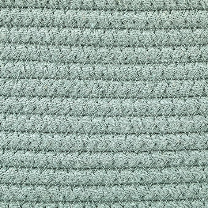 3 WASHABLE Woven Baskets for Storage Baskets for Shelves Large Cotton Rope Baskets for Organizing Decorative Storage Bins Bathroom, Shelves, Toys,Storage Cube Bins, Small Baskets (Sage Green)